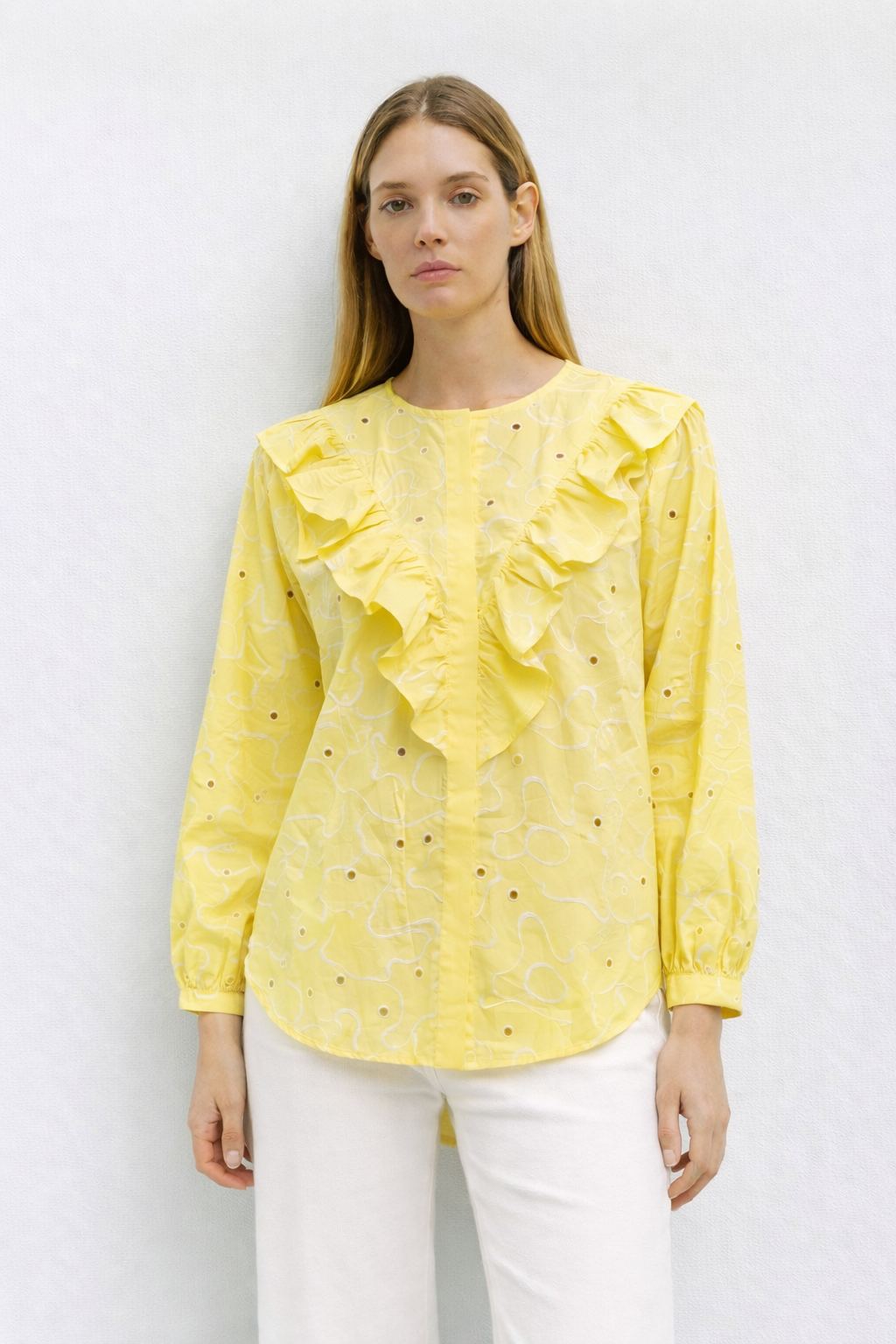 AYRA Ruffle Embroidered Top