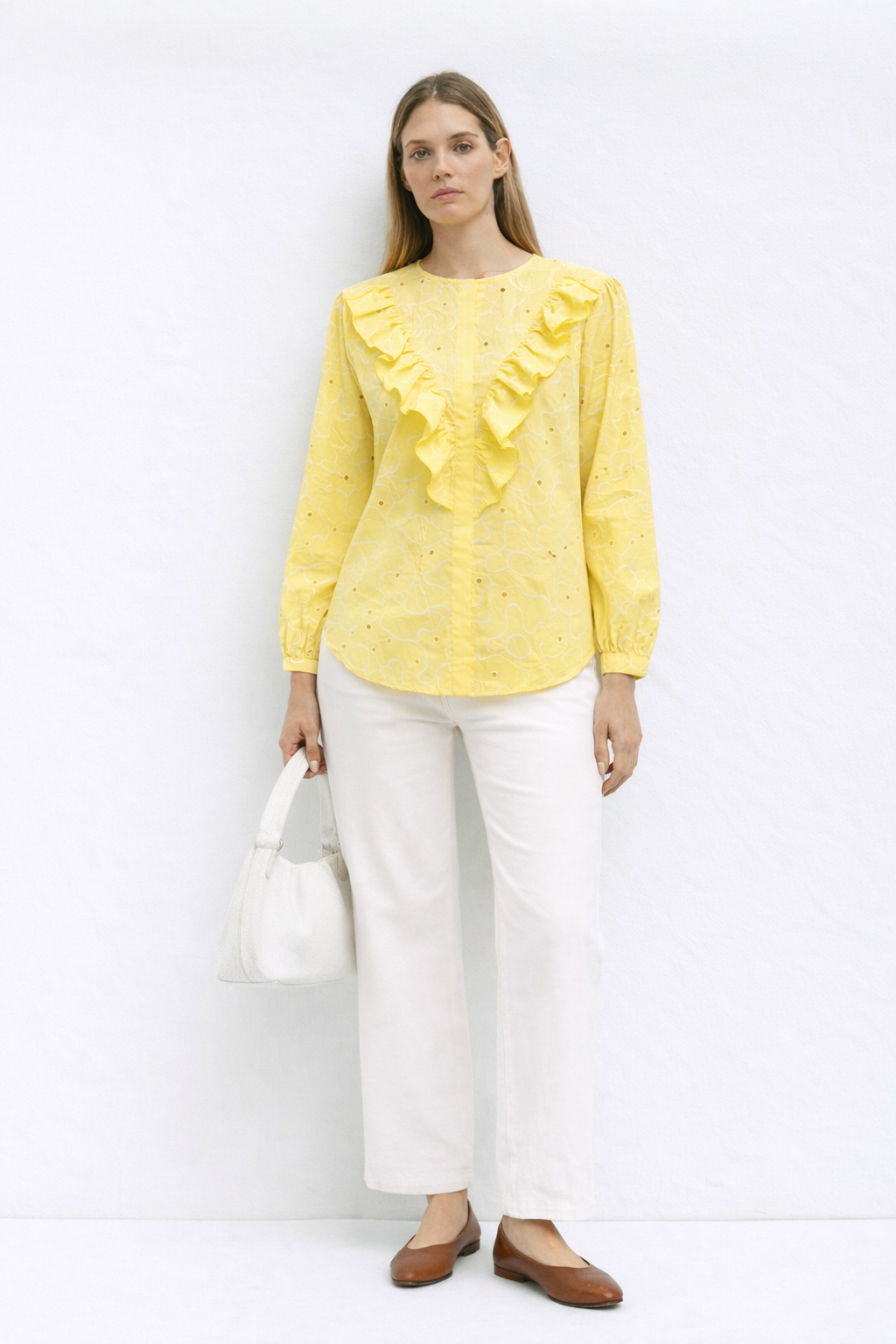 AYRA Ruffle Embroidered Top