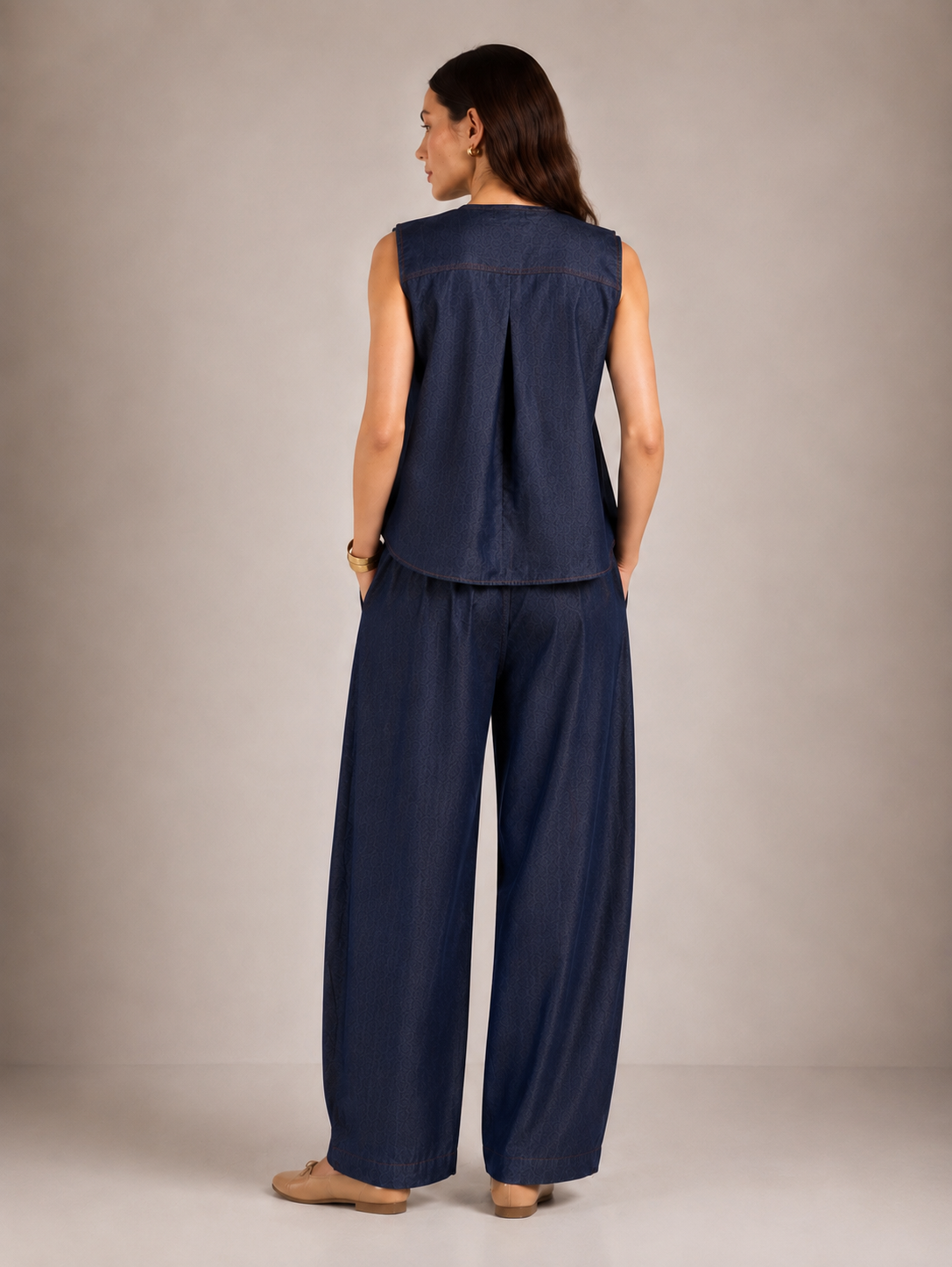 Denim Ruffle Shirt Full Co-ord