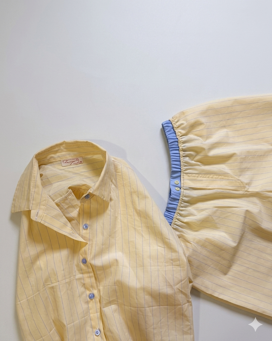 CALI Oversized Yellow Stripe Shirt