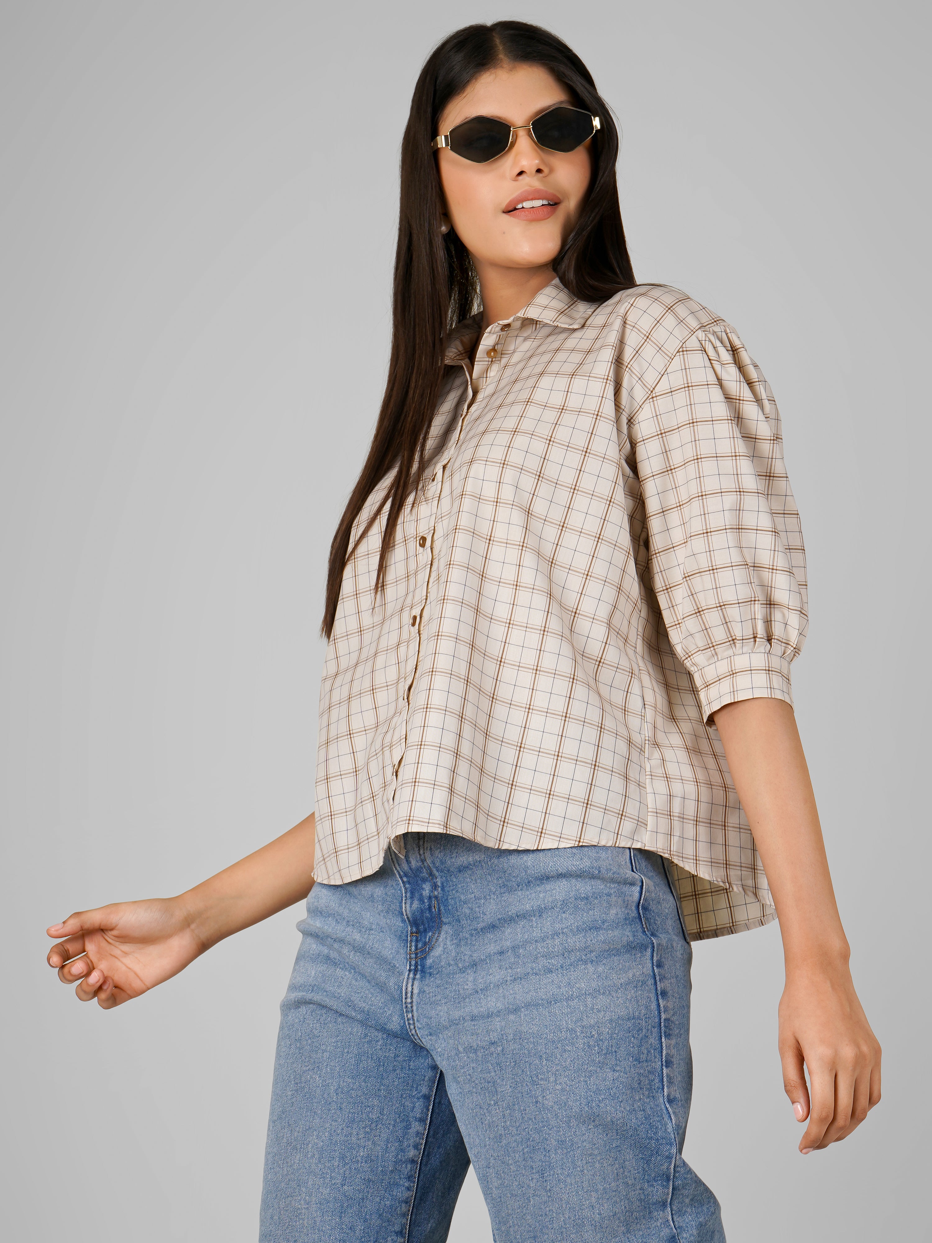 KENA Loose Fit Checks Shirt