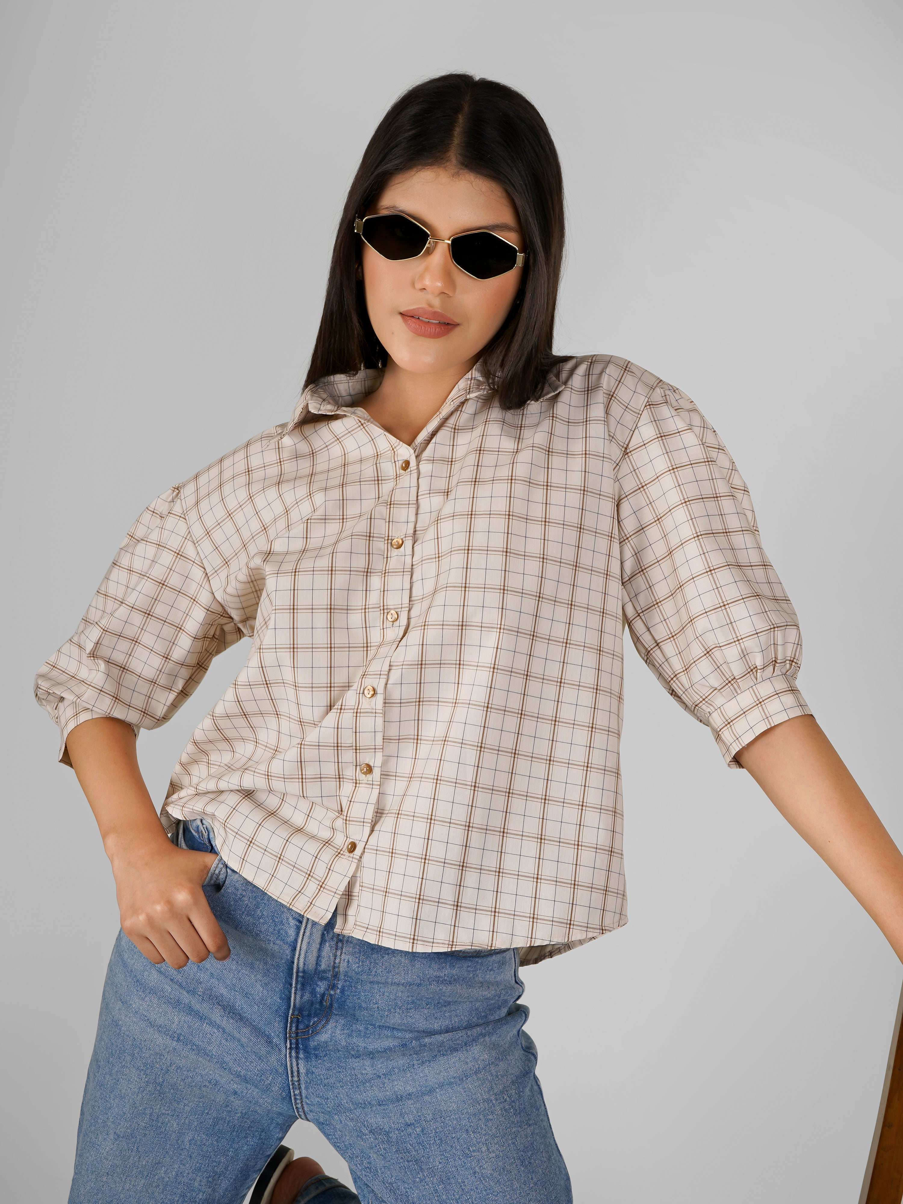 KENA Loose Fit Checks Shirt