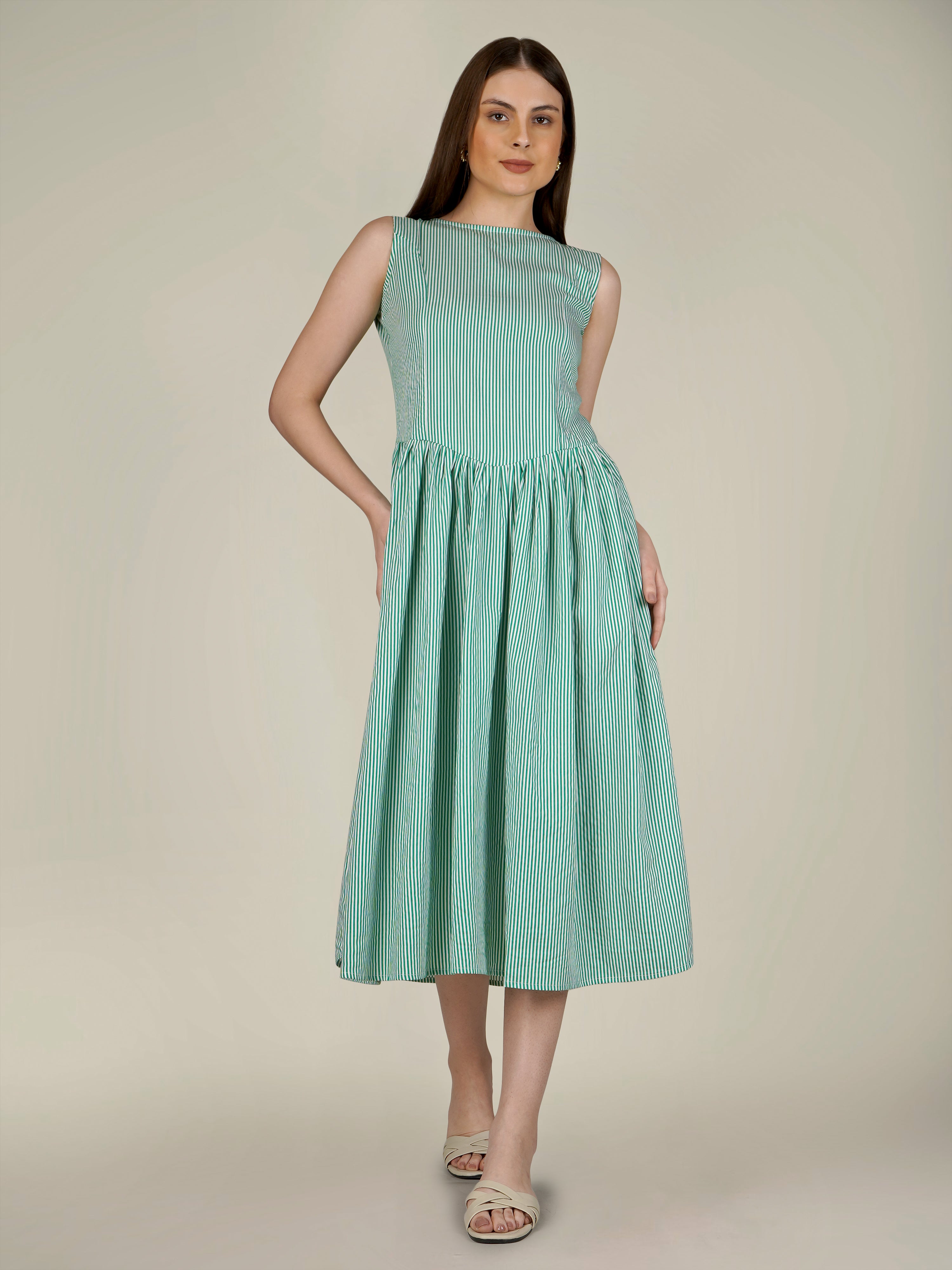 LIZA Stripe Fit & Flare Dress