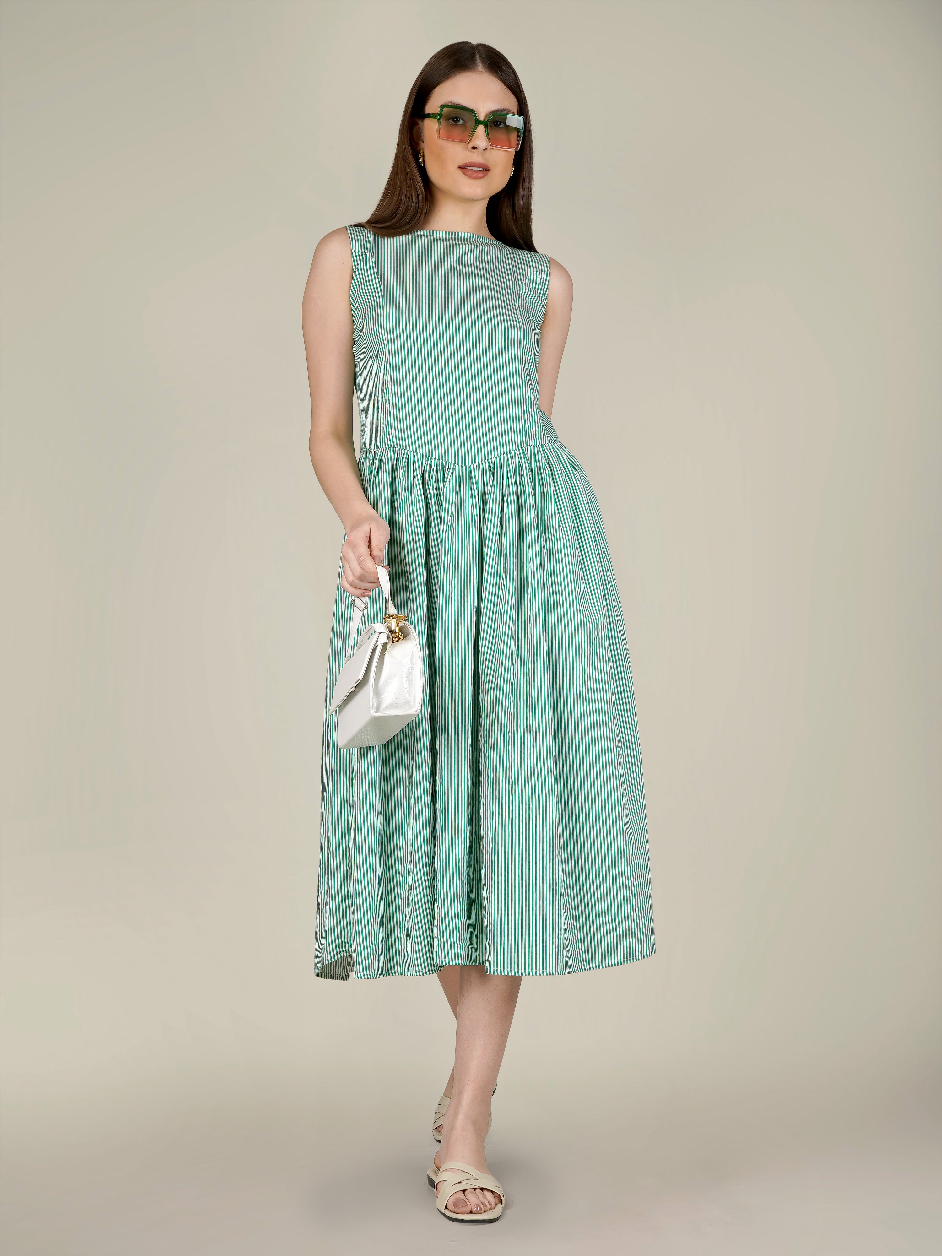 LIZA Stripe Fit & Flare Dress