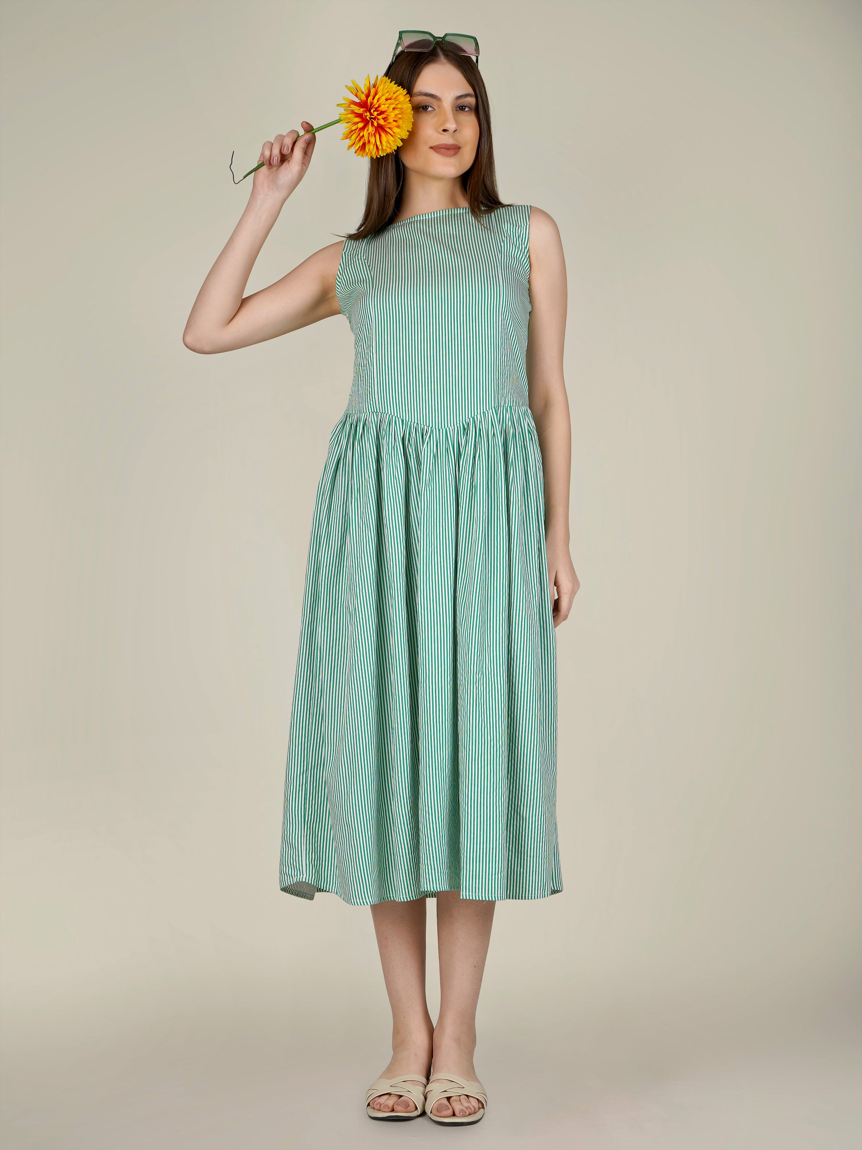 LIZA Stripe Fit & Flare Dress