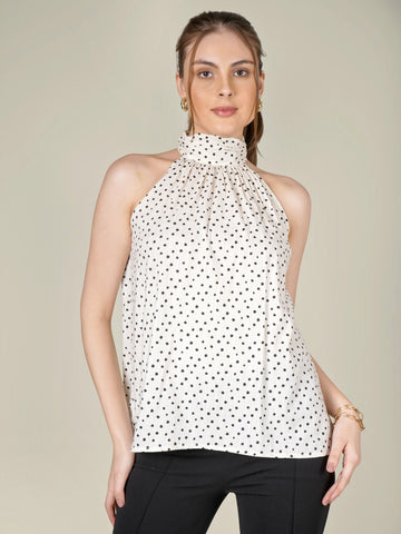LUMI Turtle Neck Polka Top