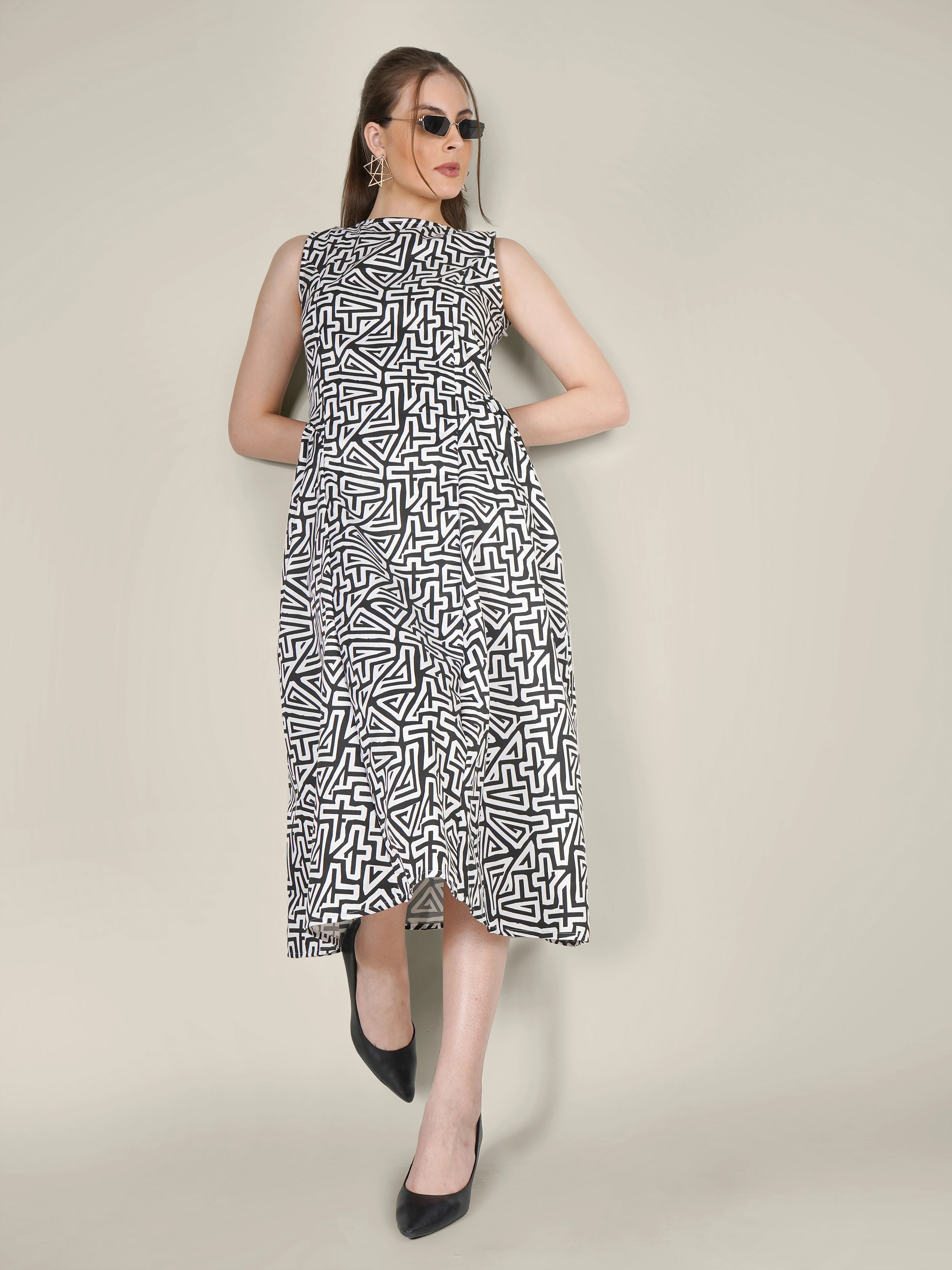 RAE Abstract Print Midi Dress
