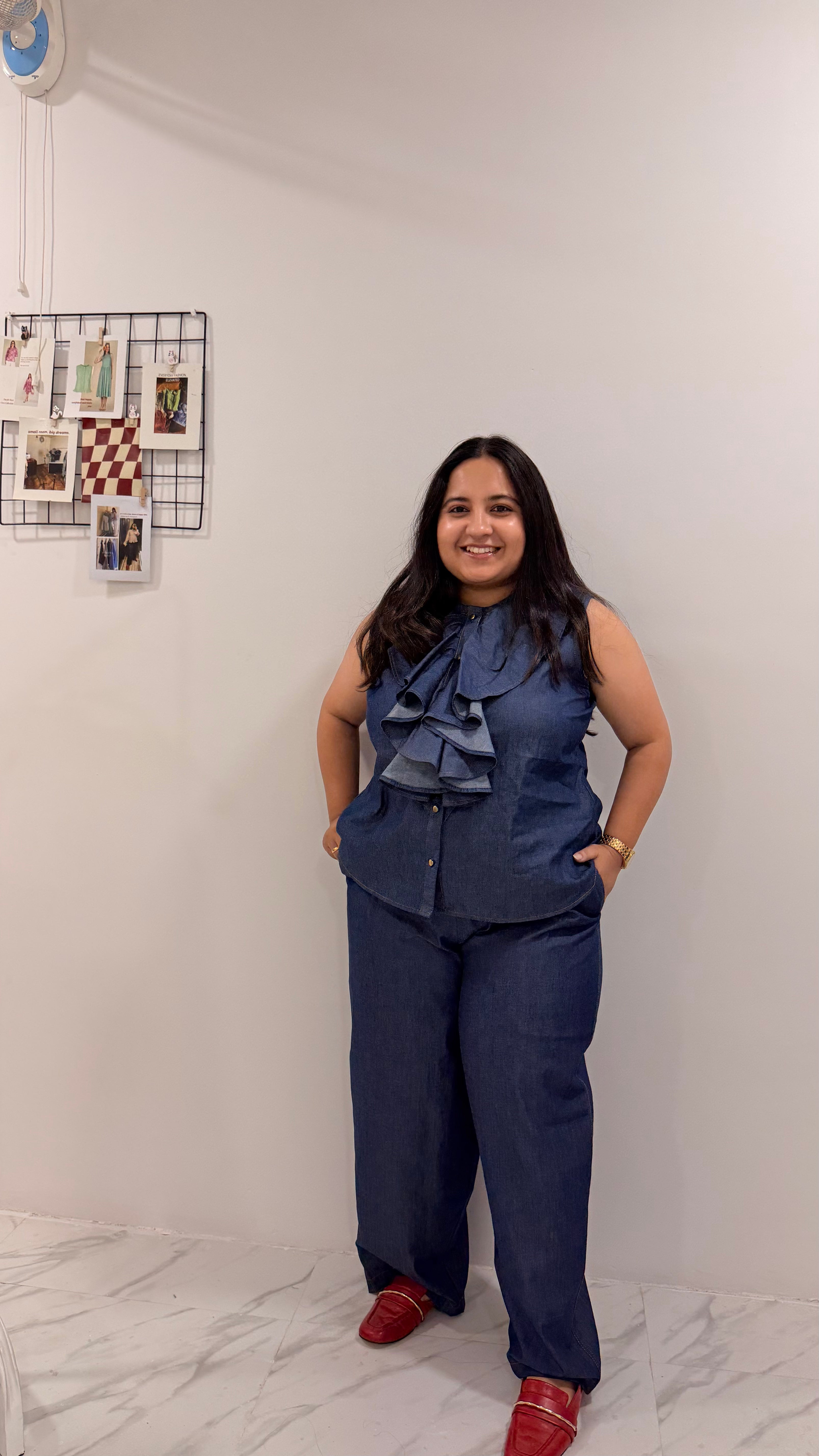 Denim Ruffle Shirt Full Co-ord