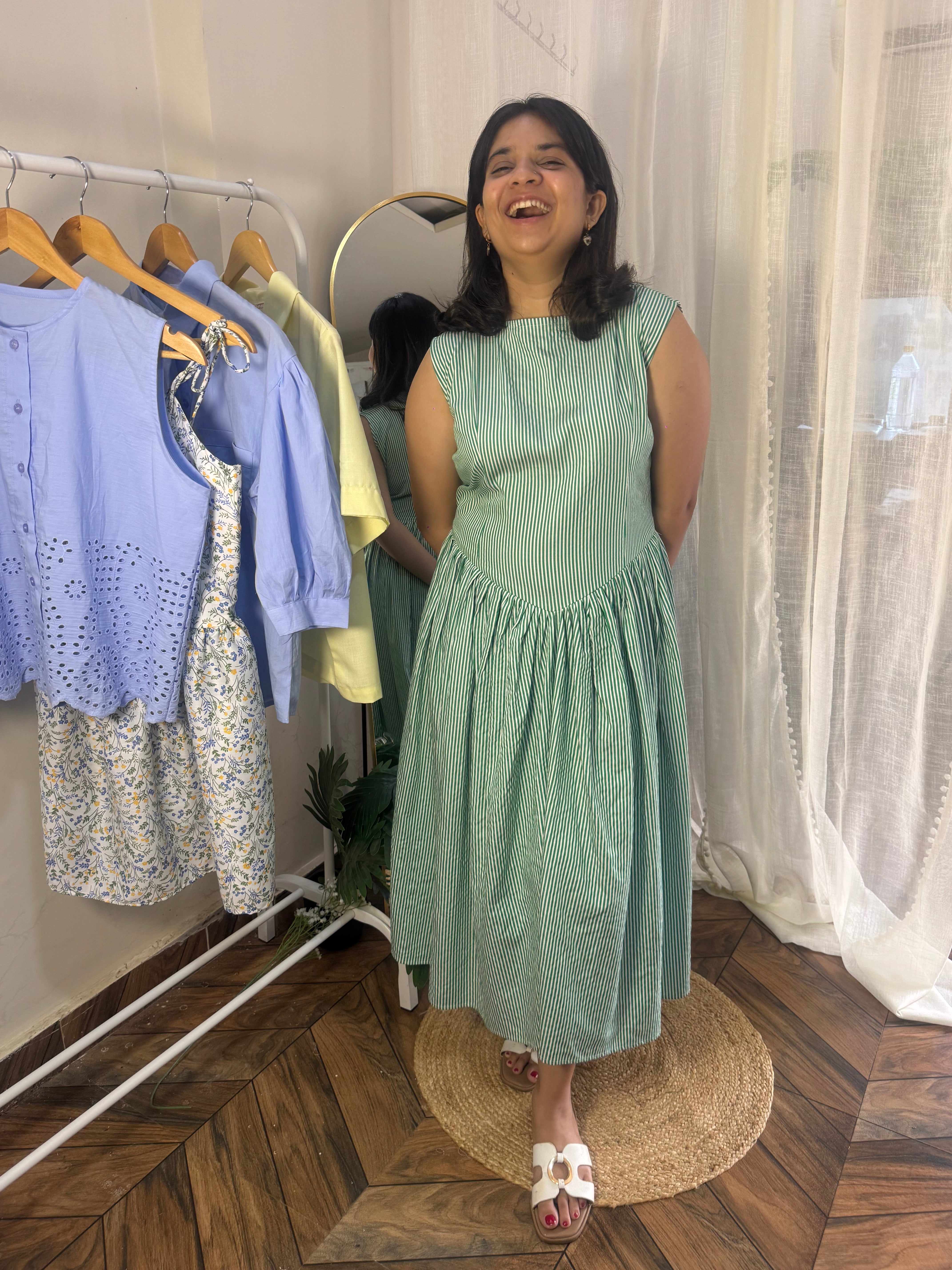 LIZA Stripe Fit & Flare Dress