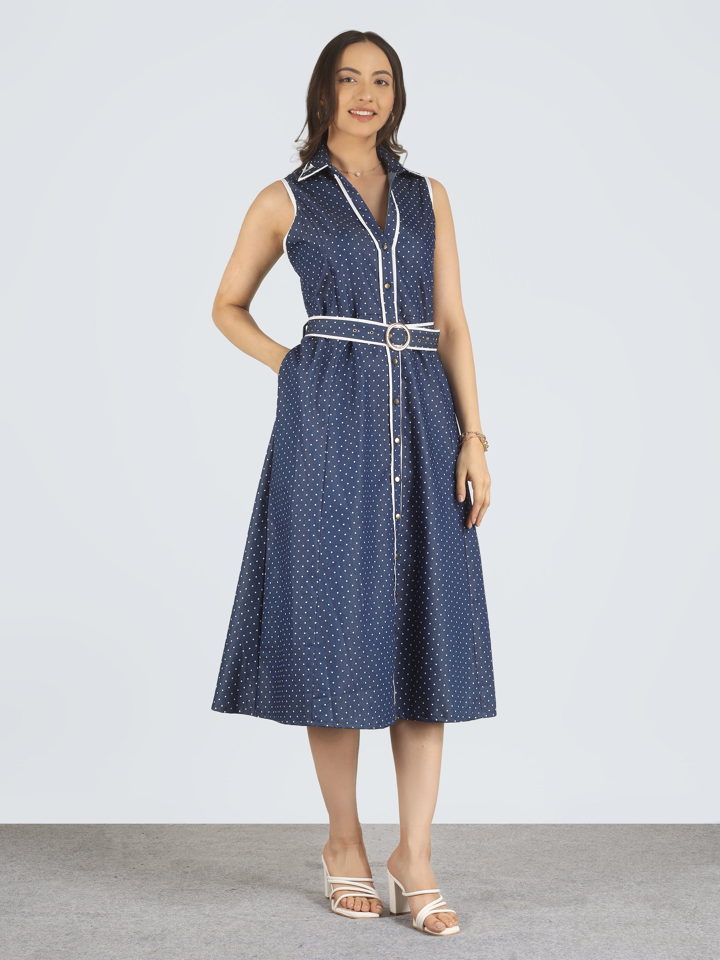 Honey Blue Dot Dress
