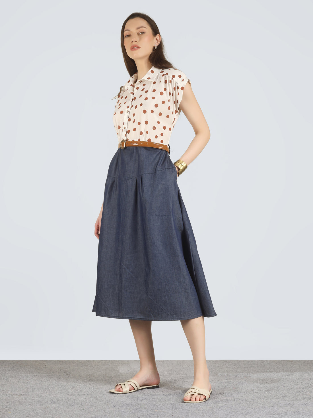 Polka Summer Denim Dress