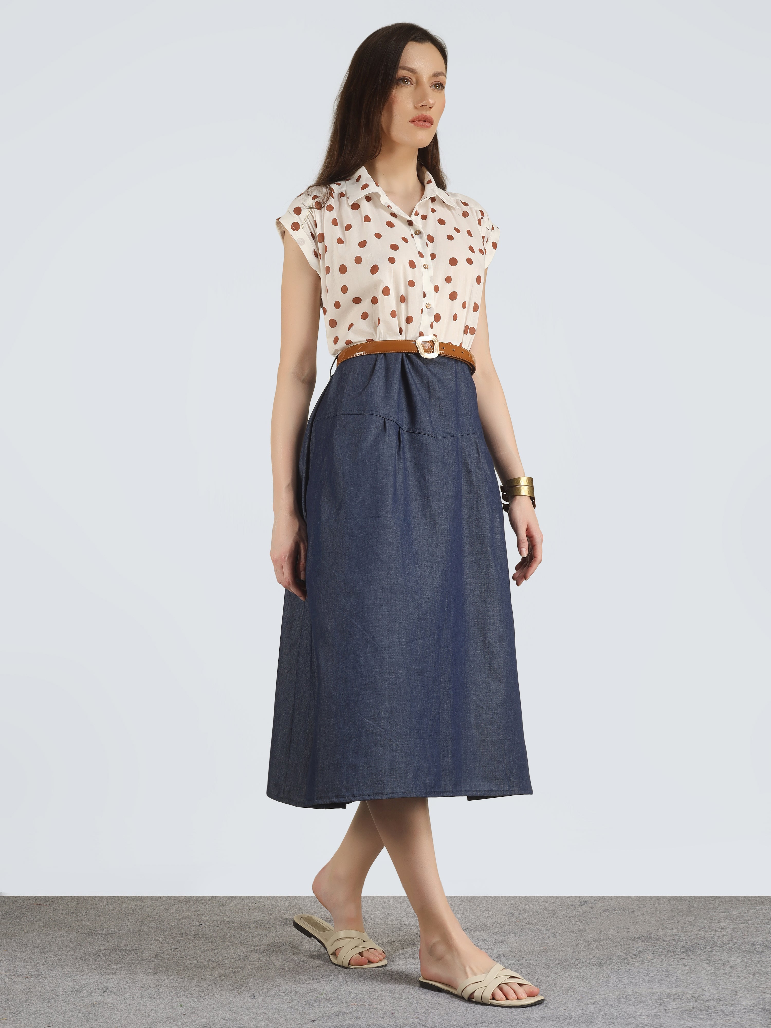 Polka Summer Denim Dress