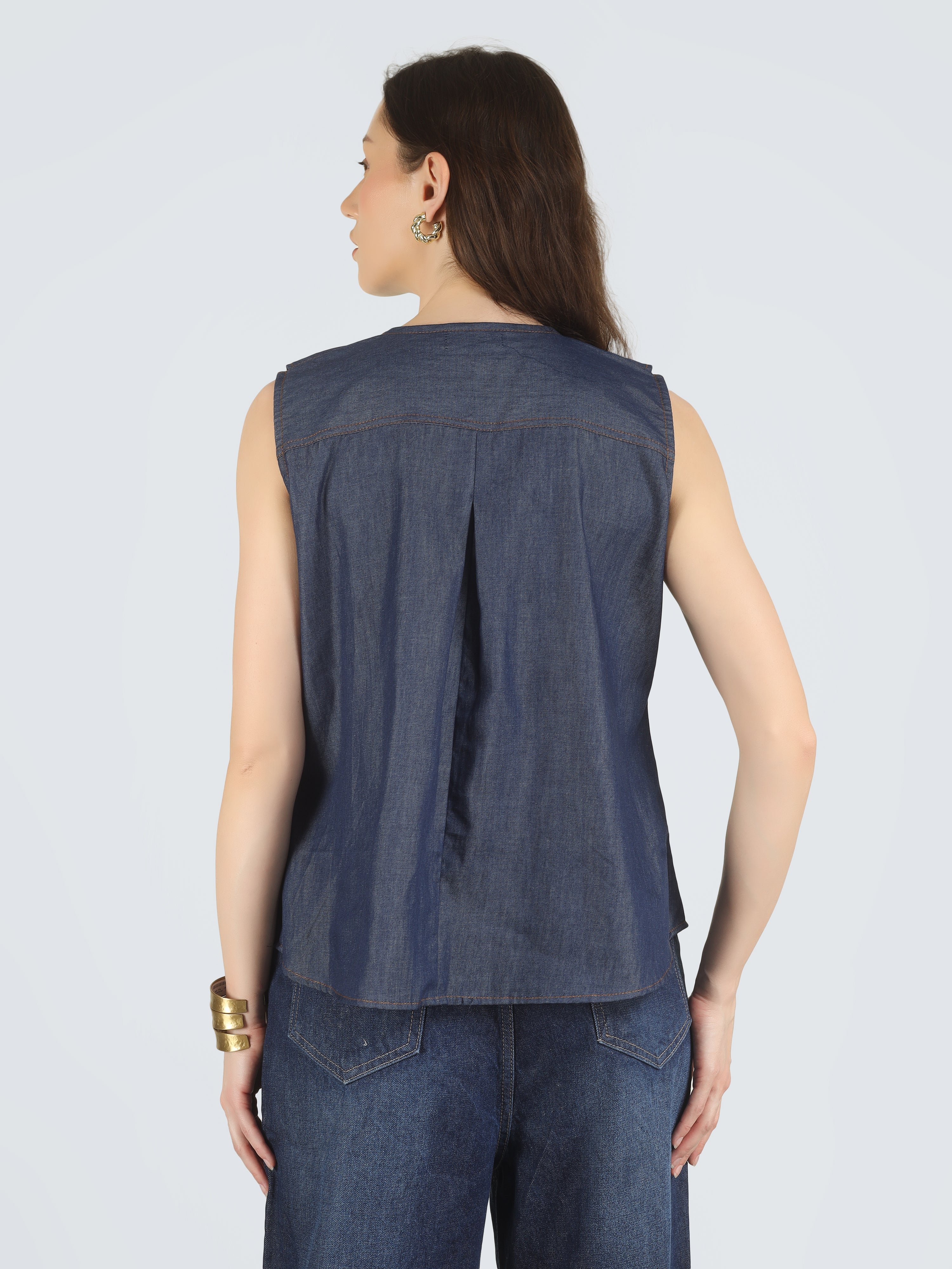 Denim Ruffle Shirt