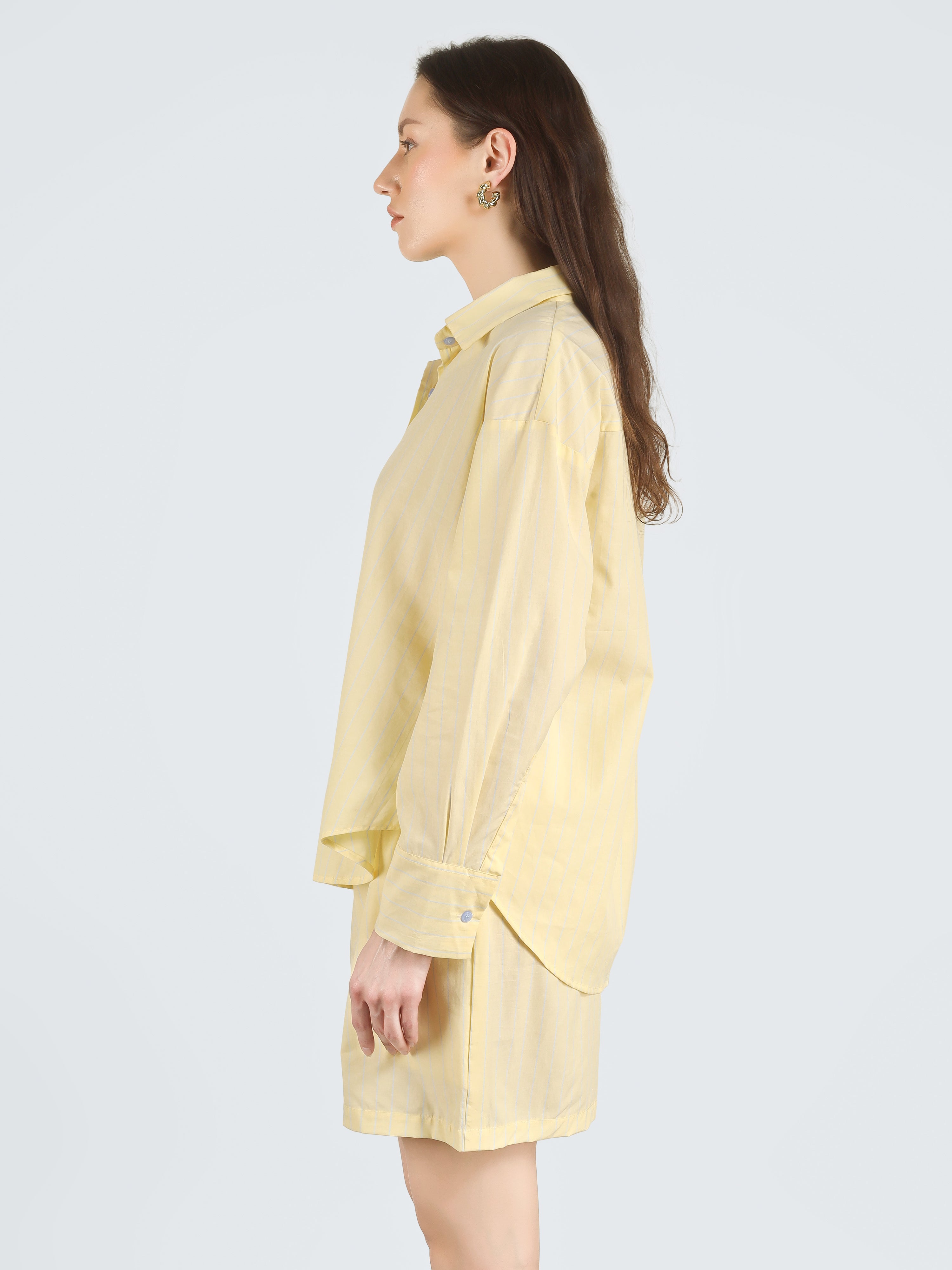CALI Oversized Yellow Stripe Shirt