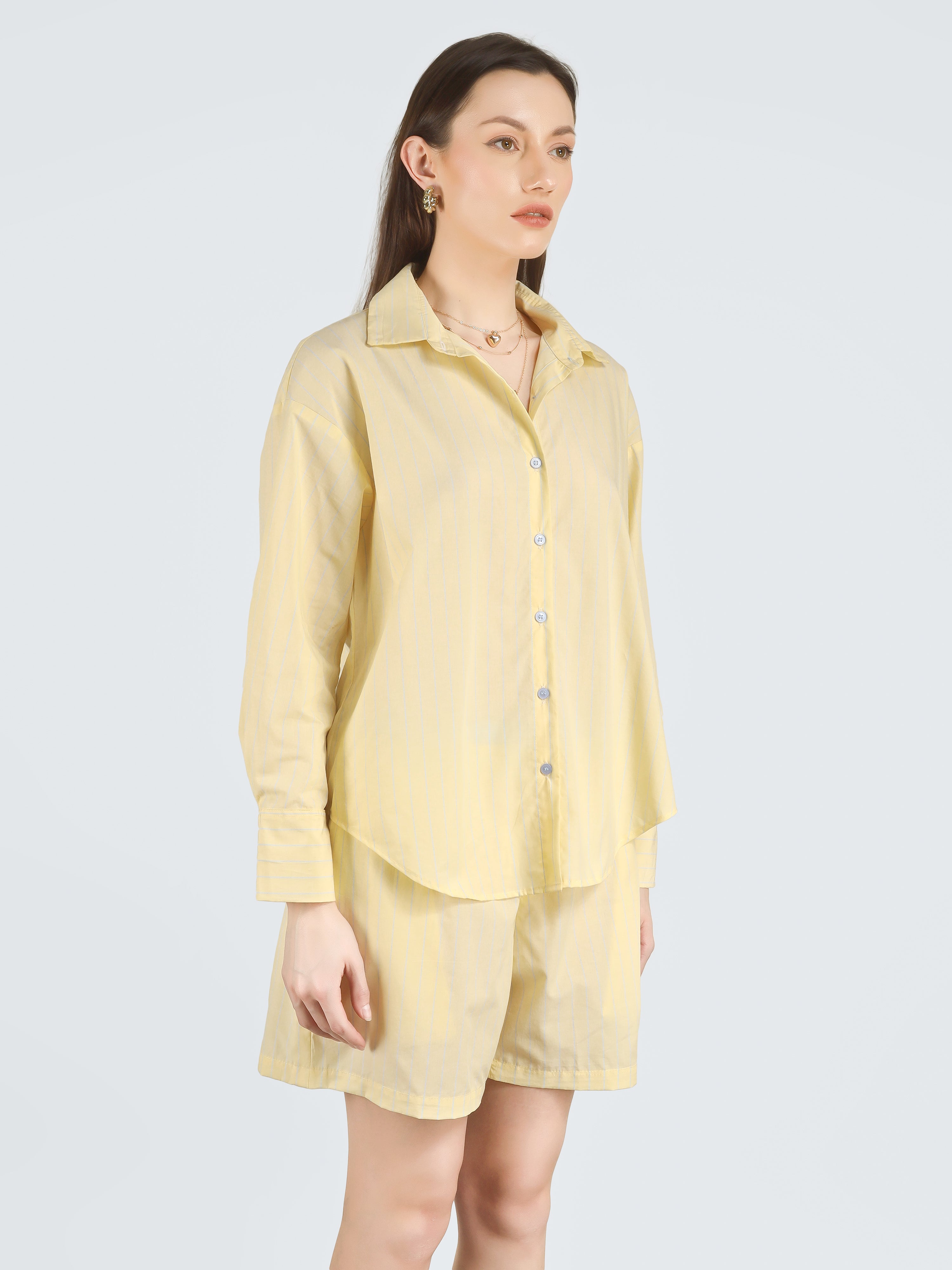CALI Oversized Yellow Stripe Shirt