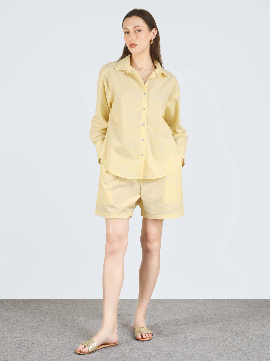 CALI Oversized Yellow Stripe Shirt