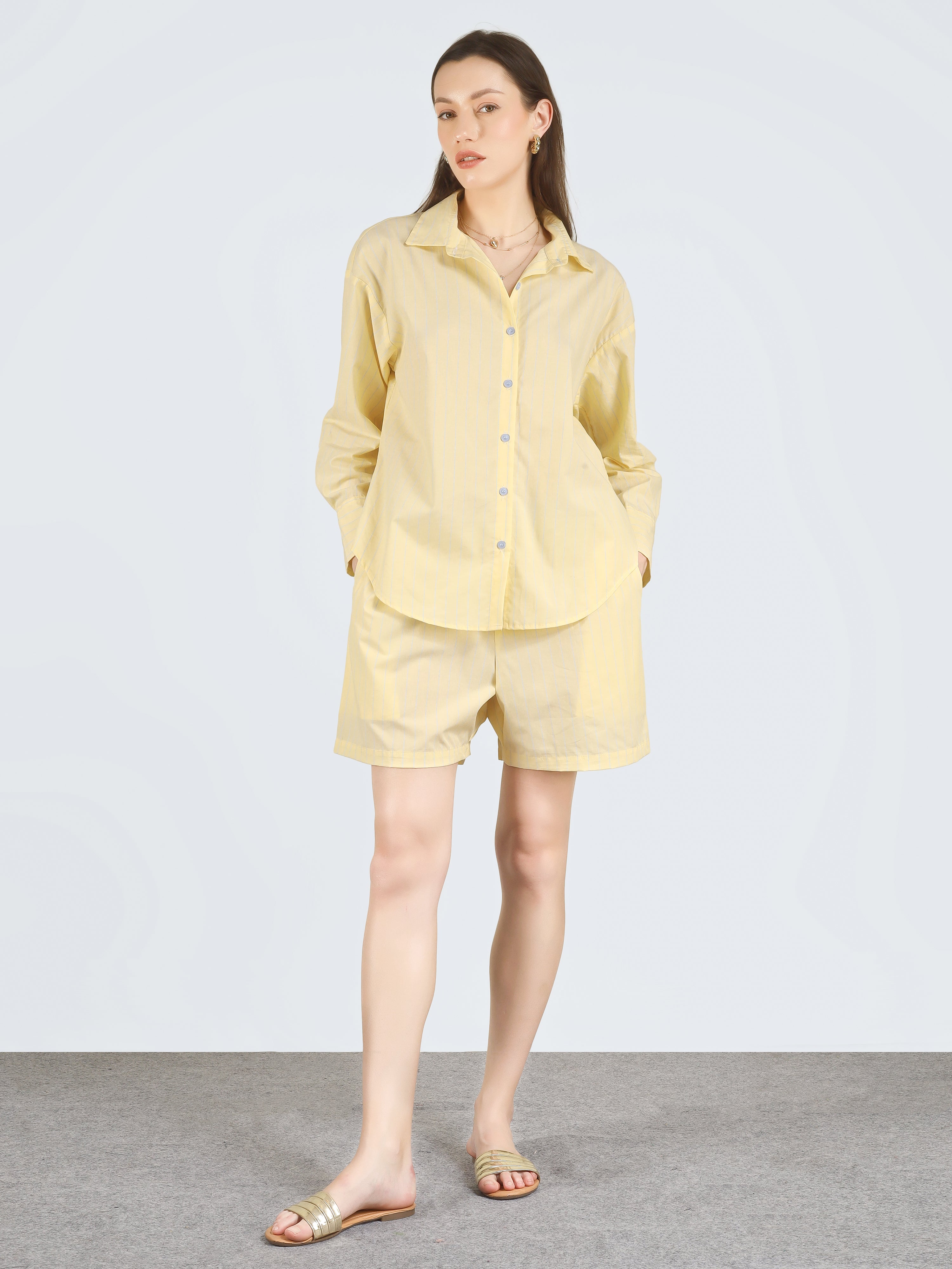 CALI Oversized Yellow Stripe Shirt