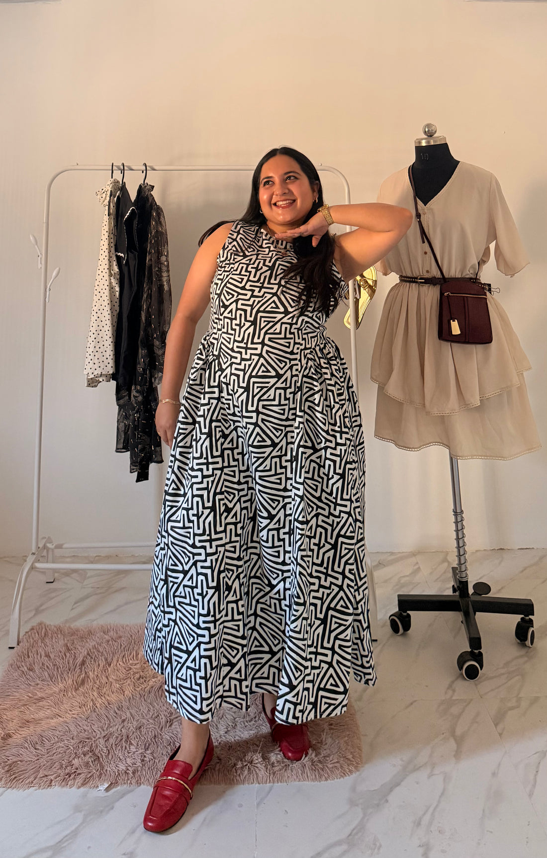 RAE Abstract Print Midi Dress