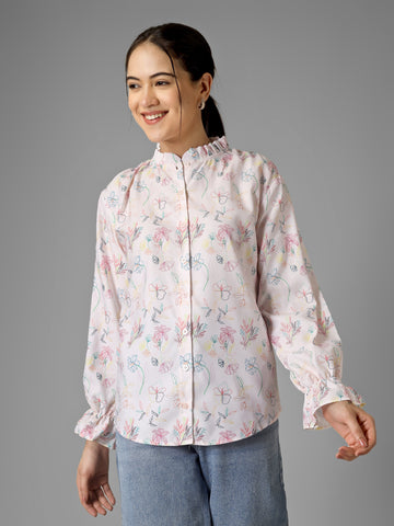 AMY Pleated Mandarin Collar Top