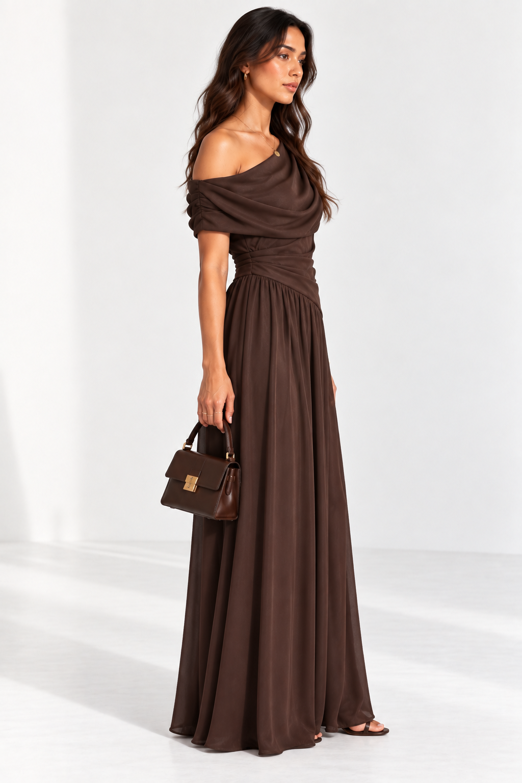 Sienna Drape Dress | Chocolate