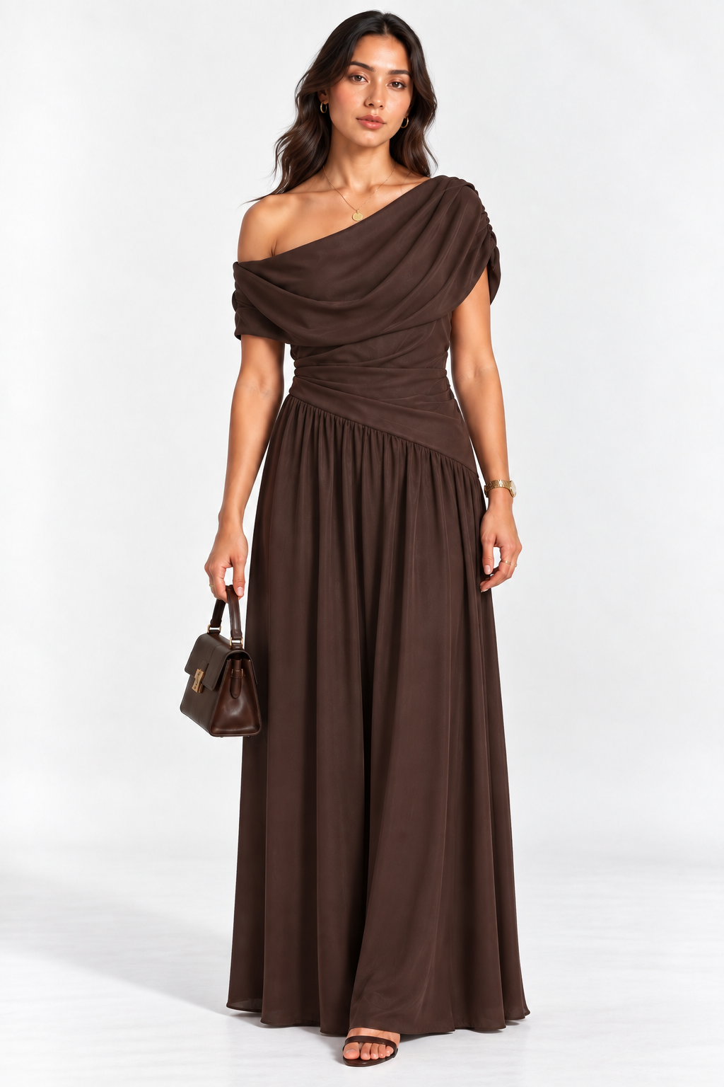 Sienna Drape Dress | Chocolate
