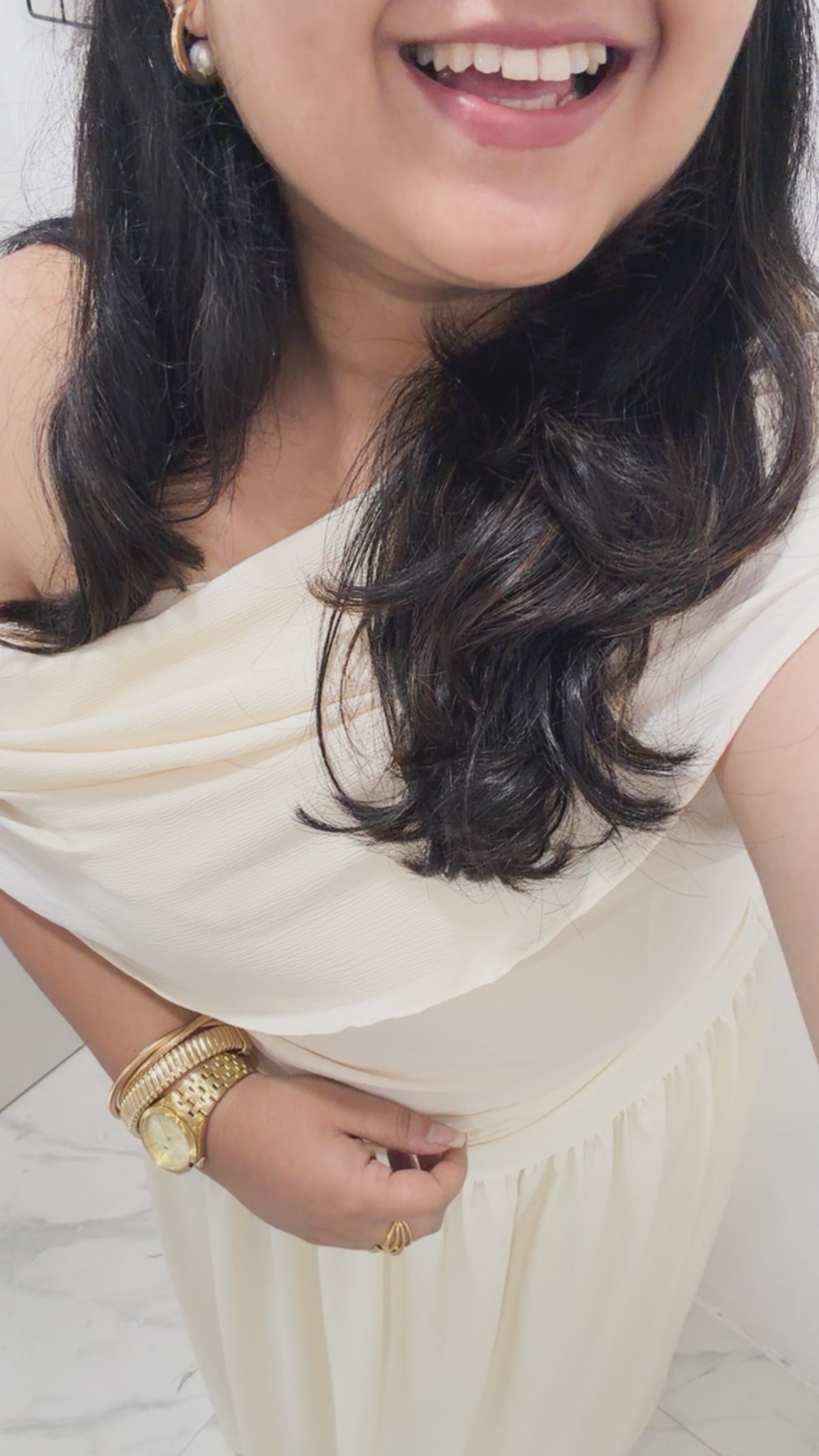 Sienna Drape Dress | Cream