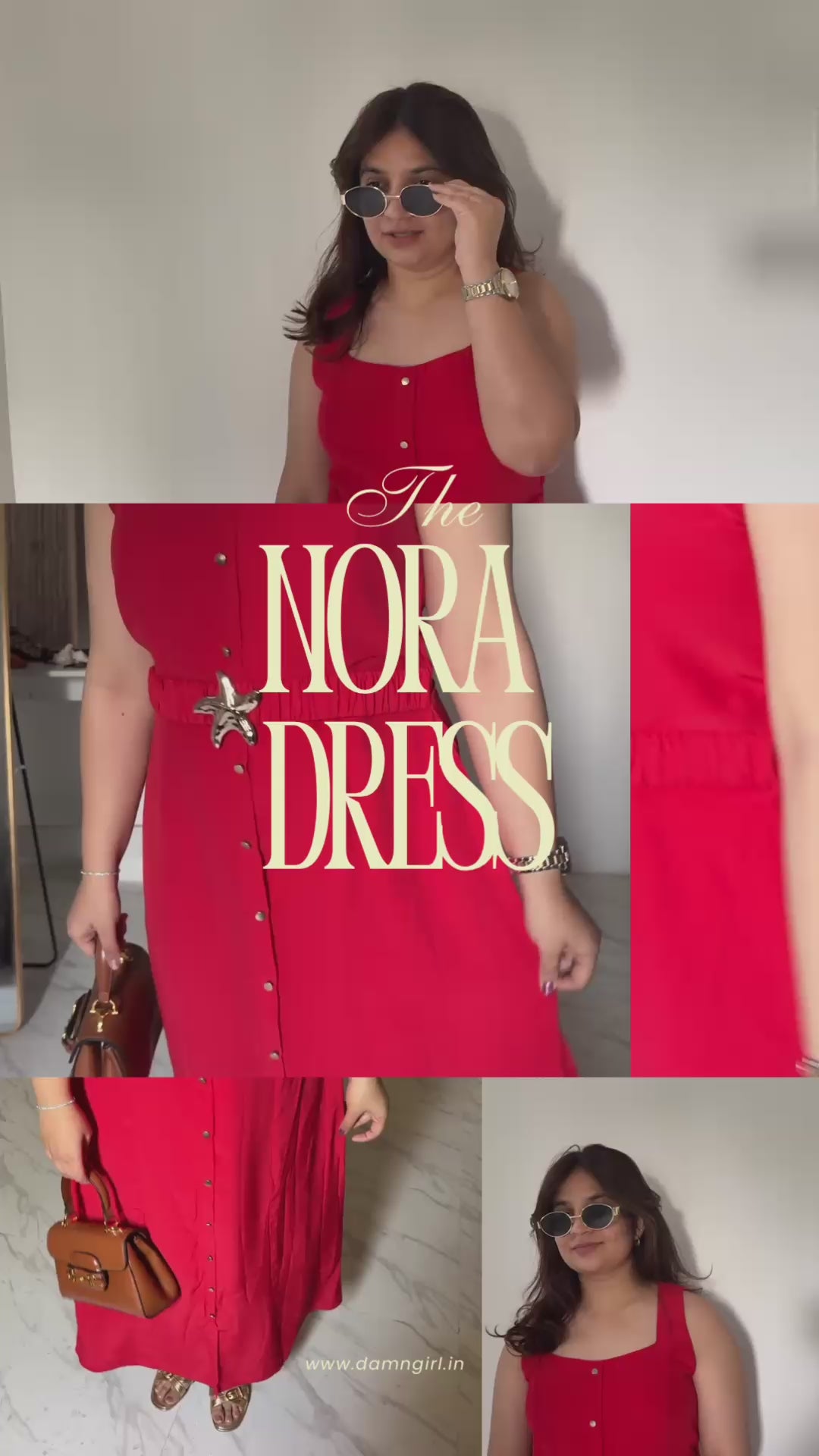 NORA Solid Midi A-line Dress